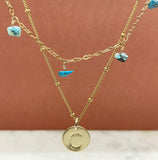 Gold Filled Drop Birthstone Initial Necklace Set