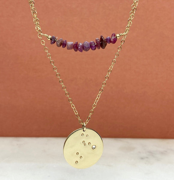 Gold Filled Multi Birthstone Constellation Necklace Set