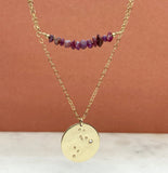 Gold Filled Multi Birthstone Constellation Necklace Set