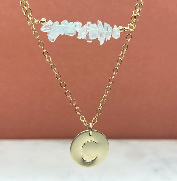 Gold Filled Multi Birthstone Initial Necklace Set