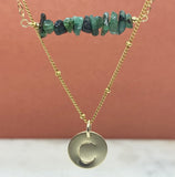 Gold Filled Multi Birthstone Initial Necklace Set