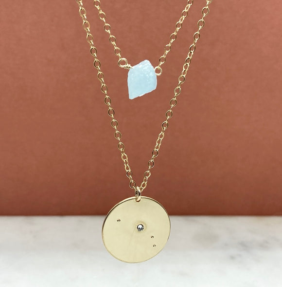 Gold Filled Single Birthstone Constellation Necklace Set