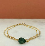 Gold Filled or Rose Gold Single Birthstone Beaded Double Bracelet