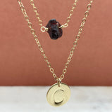 Gold Filled Single Birthstone Initial Necklace Set