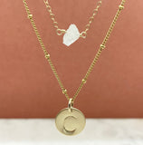 Gold Filled Single Birthstone Initial Necklace Set