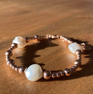 Rose Gold Filled Keshi Pearl Bracelet