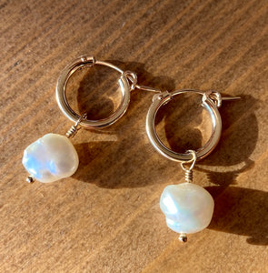 Gold Filled Keshi Pearl Drop Earrings