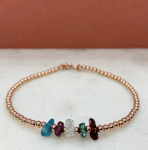 Rose Gold Filled Beaded Friendship or Family Bracelet