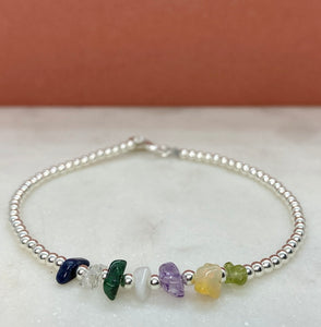 Sterling Silver Beaded Friendship or Family Bracelet