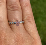 Sterling Silver Beaded Birthstone Ring