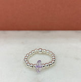 Sterling Silver Beaded Birthstone Ring