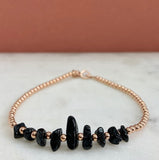 Rose Gold Filled Beaded Black Tourmaline Bracelet