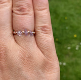 Rose Gold Filled Triple Stone Beaded Birthstone Ring