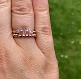 Rose Gold Filled Triple Stone Beaded Birthstone Ring