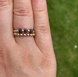 Gold Filled Triple Stone Beaded Birthstone Ring