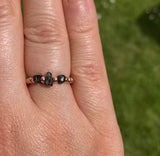 Rose Gold Filled Triple Stone Beaded Black Tourmaline Ring