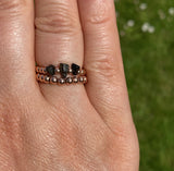 Rose Gold Filled Triple Stone Beaded Black Tourmaline Ring