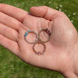 Rose Gold Filled Triple Stone Beaded Birthstone Ring