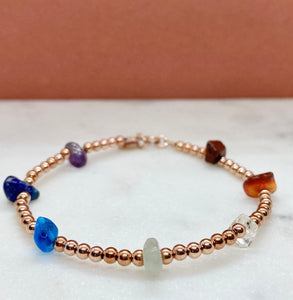 Rose Gold Filled Beaded Chakra Bracelet