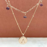 Rose Gold Filled Drop Birthstone Initial Necklace Set