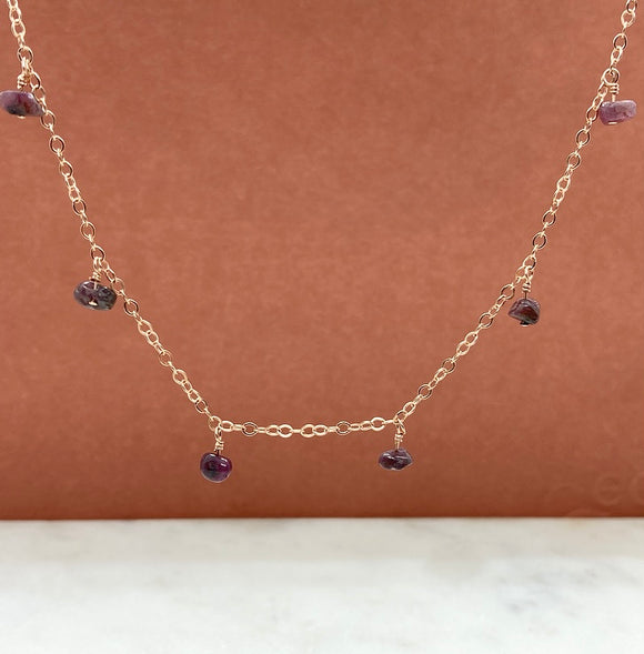 Rose Gold Filled Drop Birthstone Necklace