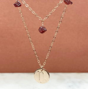 Rose Gold Filled Drop Birthstone Zodiac Necklace Set