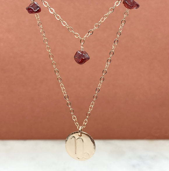 Rose Gold Filled Drop Birthstone Zodiac Necklace Set