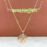 Rose Gold Filled Multi Birthstone Initial Necklace Set