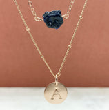 Rose Gold Filled Single Birthstone Initial Necklace Set