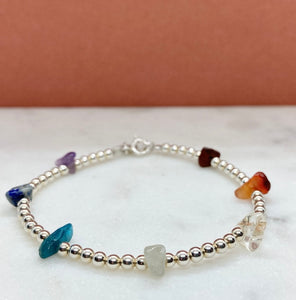 Sterling Silver Beaded Chakra Bracelet