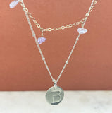 Sterling Silver Drop Birthstone Initial Necklace Set