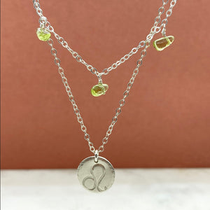 Sterling Silver Drop Birthstone Zodiac Necklace Set