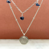 Sterling Silver Drop Birthstone Zodiac Necklace Set