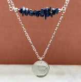 Sterling Silver Multi Birthstone Initial Necklace Set