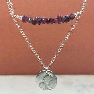 Sterling Silver Multi Birthstone Zodiac Necklace Set