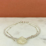 Sterling Silver Single Birthstone Beaded Double Bracelet