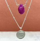 Sterling Silver Single Birthstone Initial Necklace Set